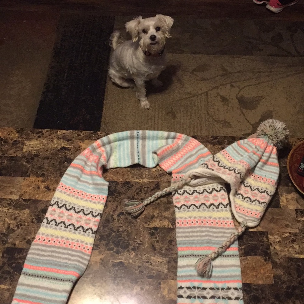 Matching knit scarf and hat